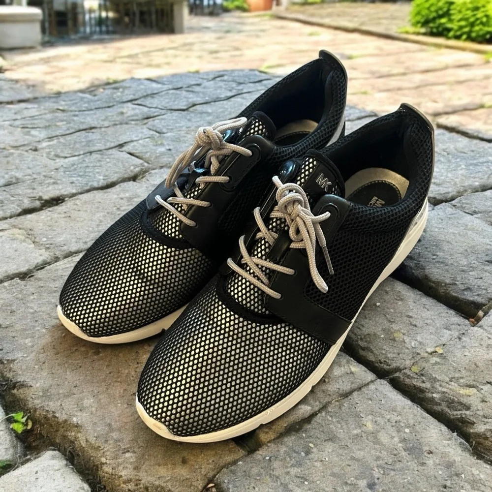 Michael Kors Amanda Trainer Metallic Mesh Womens Black Athletic Sneakers 10